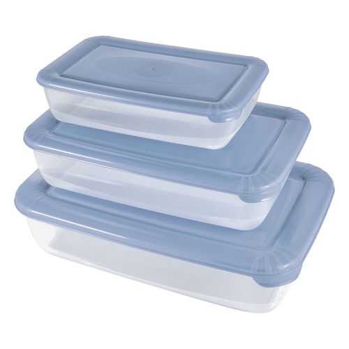 Набор емкостей для продуктов Plast Team POLAR прямоугольных 3 шт. туманно-голубой в БергХофф